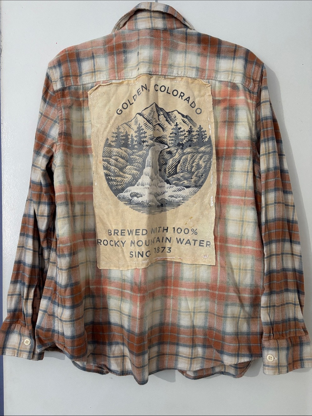 Handmade Flannel Jacket added the acid wash and patchwork one of a kind!!